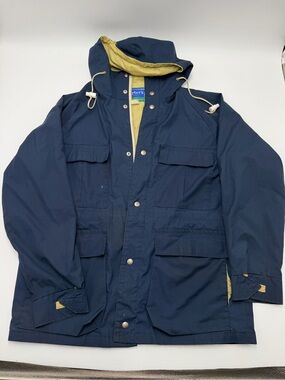 Vintage Carter’s Made USA Hooded Field Parka Jacket Navy Yellow Men’s L